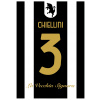 Superfutbal Maketa dresu Juventus Turín, čiena / biela Rozmer: A2, Meno a číslo: Chiellini 3