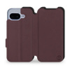 Flipové pouzdro Mobiwear Semiš - Google Pixel 9A - Bordové & Černé (Knížkové semišové flip pouzdro, obal, kryt na mobil Google Pixel 9A - Bordové & Černé, materiál semiš + TPU, ochrana 360°, stojánek,