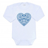 NEW BABY Detské body s potlačou Ľudový vzor modré srdiečko New Baby Veľ. 74