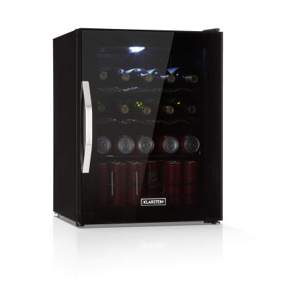 Klarstein Beersafe XL Onyx, chladnička, energet. trieda D, LED, kovové police, sklenené dvere (HEA-BeersafeXL-onyx)
