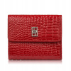 Malá dámska kožená peňaženka červená s reliéfom typu croco Paolo Peruzzi