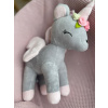 Plyšový jednorožec s venčekom sivá L Hračka: Hračka s menom, dátumom, časom narodenia, mierami...