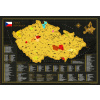 Česko kraje, obvody Black&Gold nástenná stieracia mapa 59,4x84cm (A1) (Česká republika administratívna mapa so stierateľnou zlatou fóliou navrchu, vo formáte A1. Česko stieracia mapa je obľúbená stier