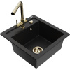 Mexen Vito žulový kuchynský drez s 1 komorou a kuchynskou batériou Duero, čierny - 6503-77-671600-50