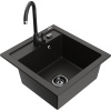 Mexen Vito granitový drez s jednou komorou s kuchynskou batériou Telma, čiernny/zlatý metalik - 6503-75-670200-70-B