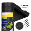 Black UV-resistant weed control fabric 90 g/m², 1.1 × 50 m, pins, MultiGarden