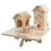 Duvo+ Drevené ihrisko pre hlodavce s domčekmi 23 x 20 x 22 cm