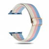 eses Nastaviteľný nylónový elastický loop remienok pre Apple Watch 42 mm/44 mm/45 mm/46 mm/49 mm Farba: pruhy biela - ružová - modrá