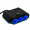 Rozbočovač/rozdeľovač USB 12/24V|USB-3 + USB-C|3 x zapa|+LCD