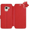 Kryt na mobil Flip puzdro na mobil Samsung Galaxy J6 2018 - Červené - kožené - Red Leather (5903226501175)