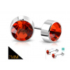 CITY STORM Oceľové náušnice s brúseným červeným očkom - Ruby