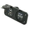 Dvojitá USB vstavaná zásuvka – s voltmetrom, 12 V