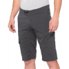 Cyklistické kraťasy 100% Ridecamp Shorts Charcoal L šedá L