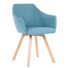 Antares Čalúnené kreslo Wind Wood, drevené nohy, látka VIS021 modrá
