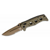 Vega Benchmade 275SFE-2 Sibert Adams Serrated taktický vreckový nôž 9,6 cm, tmavohnedá, zelená, G10