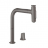 Hansgrohe M71 Drezová batéria M7120-H200 v vyťahovacou spŕškou, 2-otvorová inštalácia, sBOX, kefovaný čierny chróm 73818340-HG