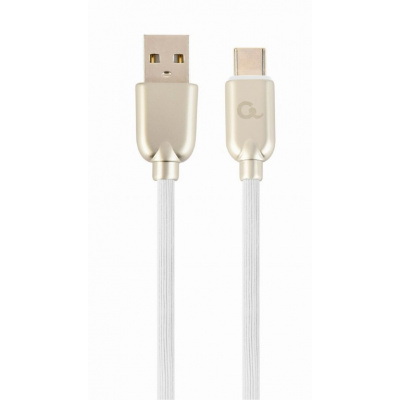 GEMBIRD CABLEXPERT kábel USB-A na USB-C (AM/CM), 2 m, pogumovaný, biely, blister CC-USB2R-AMCM-2M-W Gembird