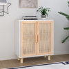 vidaXL Komoda biela 60x30x70 cm masívna borovica a prírodný ratan 345630