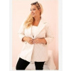 Kesi Włoski Dámska bunda Plus Size prešívaná s golierom a gombíkom svetlo béžová