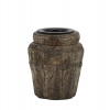 Chic Antique Hnedý antik drevený svietnik na úzku sviečku - 3,5*6,5 cm - Chic Antique
