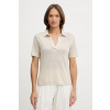 Ľanové polo United Colors of Benetton béžová farba, 37UJD300Y XL