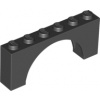 15254 Black Arch 1 x 6 x 2 - Medium Thick Top without Reinforced Underside (Černý oblouk 1 x 6 x 2 - středně silná horní část bez zesílené spodní strany)