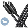 AXAGON BUCM32-CM10AB, SPEED+ kabel USB-C USB-C, 1m, USB 20Gbps, PD 100W 5A, 4k HD, ALU, oplet, černý BUCM32-CM10AB