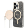 Guess 4G MagSafe Kompatibilný Zadný Kryt + Bezdrôtová Nabíjačka pre iPhone 14 Pro 14529020