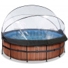 Bazén s krytom pieskovou filtráciou a tepelným čerpadlom Wood pool Exit Toys kruhový oceľová konštrukcia 427*122 cm hnedý od 6 rokov