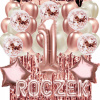 Balóny na párty - Balóny Curtain Jeden Birthday Rose zlaté 100 cm (Balóny na párty - Balóny Curtain Jeden Birthday Rose zlaté 100 cm)