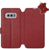 Kryt na mobil Flip puzdro na mobil Samsung Galaxy S10e - Tmavo červené - kožené - Dark Red Leather (5903226814763)