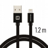 Swissten 71523201 TEXTILE dátový USB - Lightning, 1,2m, černý
