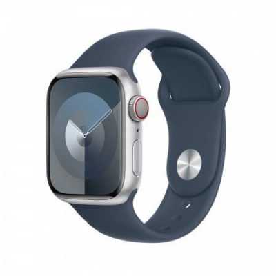 APPLE Watch Series 9 GPS + Cellular 45mm Silver Aluminium Case with Storm Blue Sport Band - S/M mrmg3qc/a