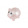 Průhledná plastová pokladnička prasátko růžové, 11x9cm