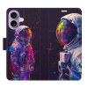 Flip pouzdro iSaprio - Apple iPhone 17 - Neon Astronaut 02 s kapsičkami na karty (Flipové knížkové pouzdro, obal, kryt iSaprio s přihrádkami na karty a motivem)