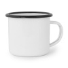 Plechový hrnček smalt-potlač, 330 ml, biely, čierny lem