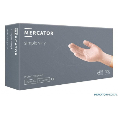 Jednorázové Vinylové rukavice 100ks MERCATOR nepúdrované xl biela
