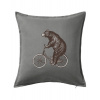 Medveď na bicykli - Vankúš 50x50 - 50x50 - Vrátane výplne ( Tmavosivý melír )