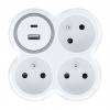 Solight P106USBC Rozbočovač, 3x 15A, USB nabíjačka A+C, biela/sivá