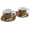 Home Elements Csészék csészealjakkal és kanálokkal 2 x 250 ml, Klimt Arany csók Home Elements
