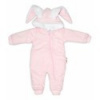 Baby Nellys Menčestrová kombinézka /overal s kožušinkou Cute Bunny - růžová, veľ. 62/68
