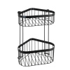 Wenko Rohový kúpeľňový košík 2poschodový Classic Plus Black, 23,5 x 33 x 18,5 cm