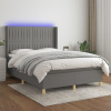 vidaXL Posteľ boxsping s matracom a LED tmavosivá 140x190 cm látka - Sivá - 166513-100877