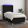 vidaXL Posteľ boxsping s matracom a LED čierna 90x200 cm látka