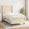 vidaXL Posteľný rám boxsping s matracom krémový 90x200 cm látka - Krémová - 116028-63529