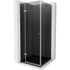 Mexen Roma, sprchový kút s krídlovými dverami 80 (dvere) x 80 (stena) cm, 6mm šedé sklo, chrómový profil + slim sprchová vanička čierna + chrómový sifón, 854-080-080-01-40-4070