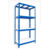 Kovový regál do skladu Biedrax 50 x 90 x 180 cm, modrý - 4 police biele lamino 12mm, 275 kg