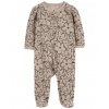 CARTERS CARTER'S Overal na zips Sleep&Play Khaki Floral dievča 6m/ veľ. 68