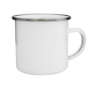 Plechový hrnček smaltovaný-potlač - 330 ml, biely