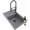 Kuchynská batéria - Žulové umývadlo sivé sifón s vysokou batériou louis (Kuchynská batéria - Žulové umývadlo sivé sifón s vysokou batériou louis)